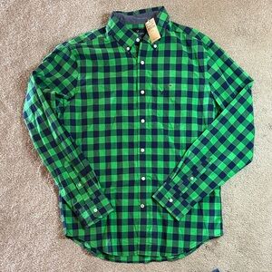 American Eagle Blue and Green Checkered Dress Shirt Size Medium NWT